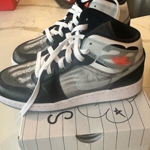 Jordan Kids Black and White Sneakers with Red Accent